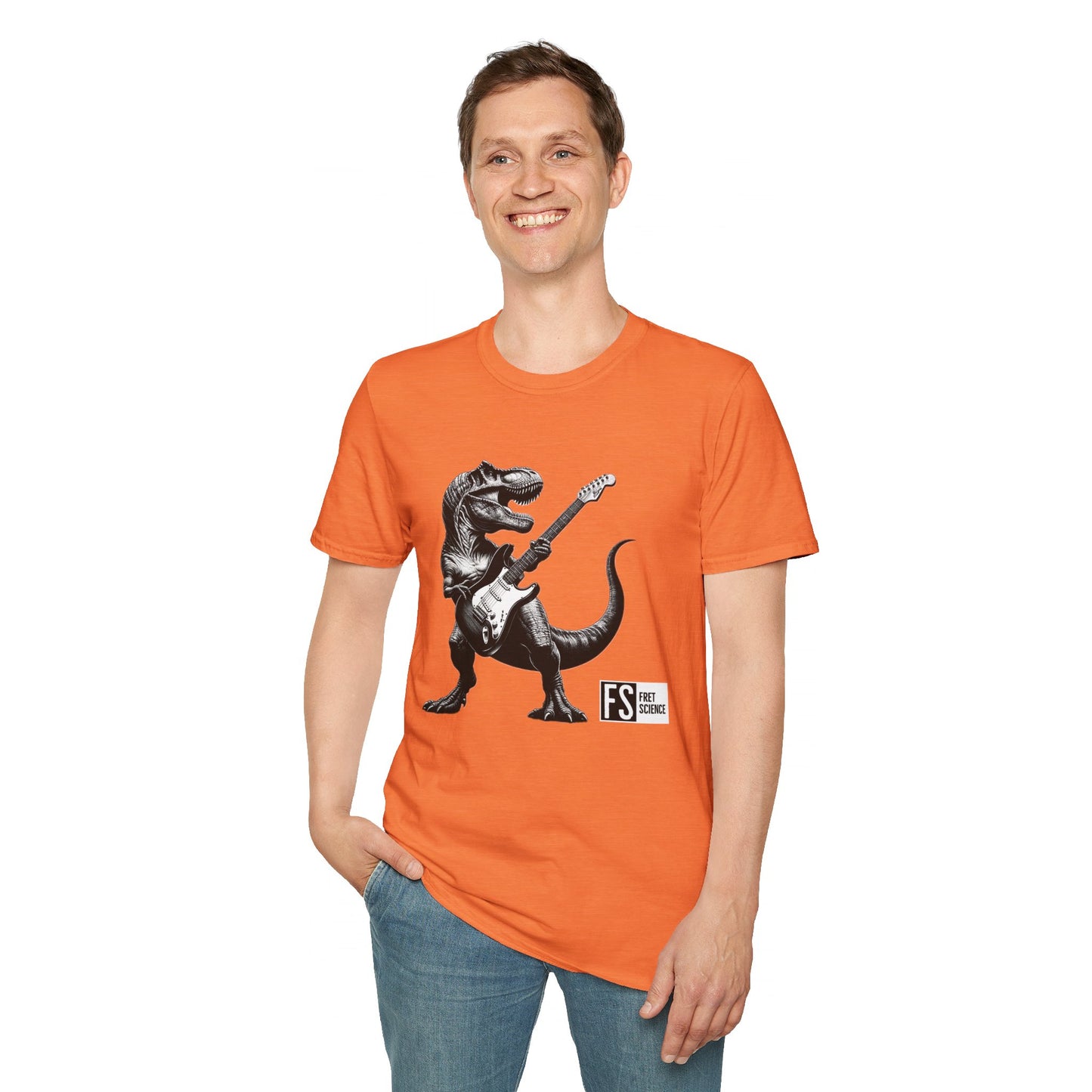 Rock and Roll Dinosaur - Gildan Softstyle T-Shirt