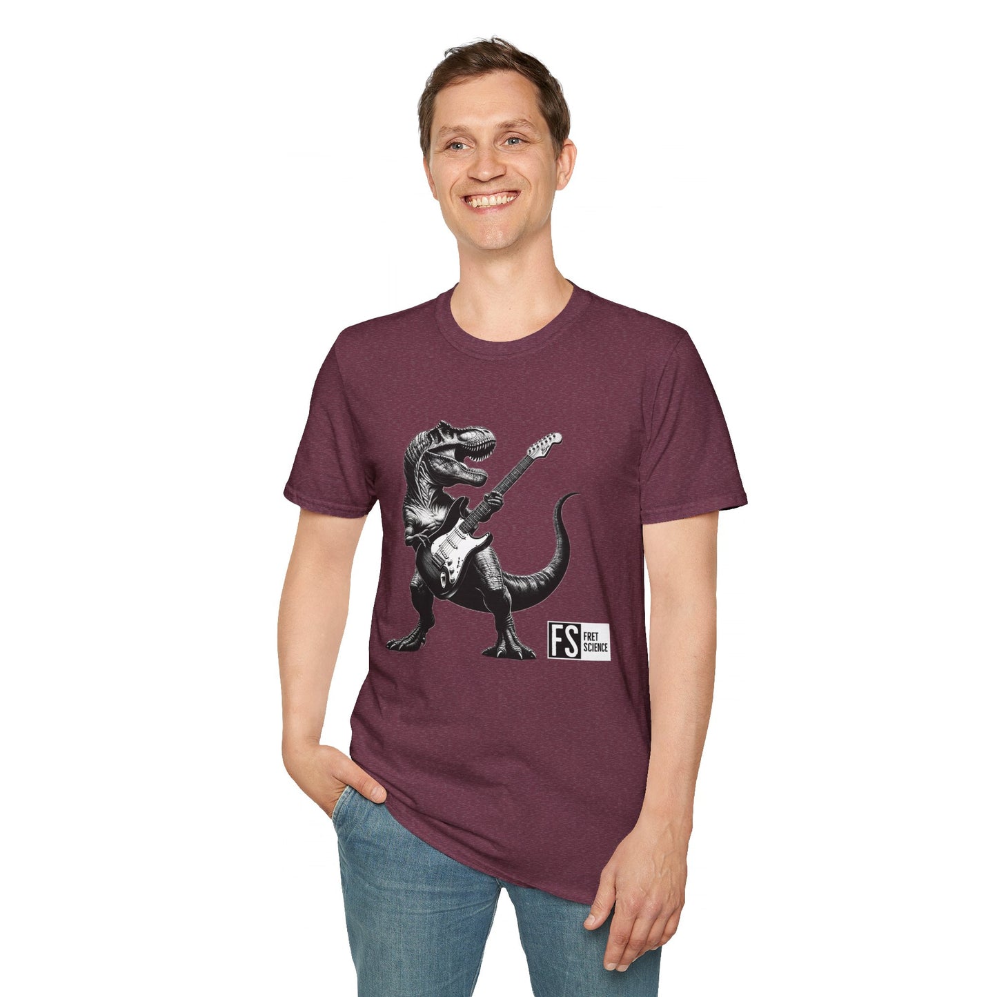 Rock and Roll Dinosaur - Gildan Softstyle T-Shirt