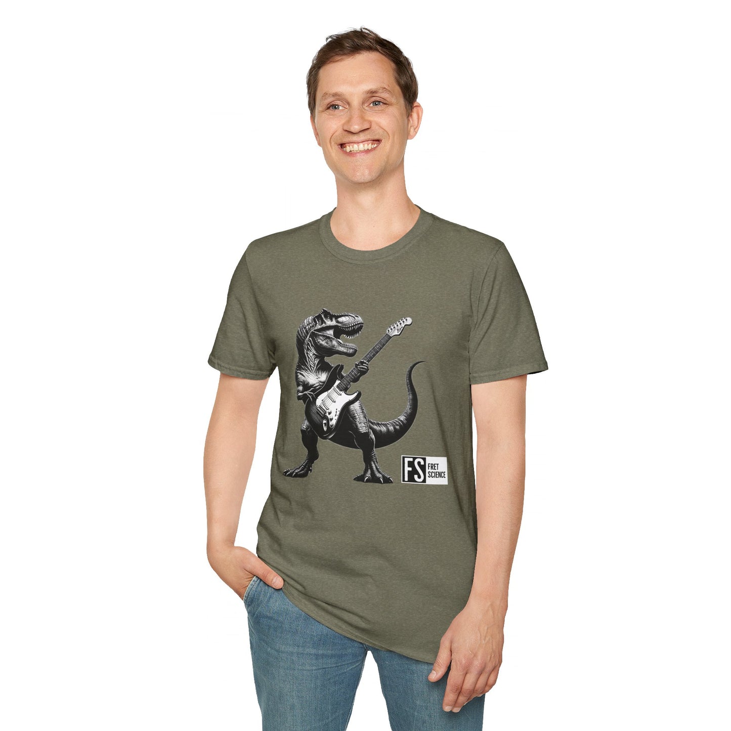 Rock and Roll Dinosaur - Gildan Softstyle T-Shirt