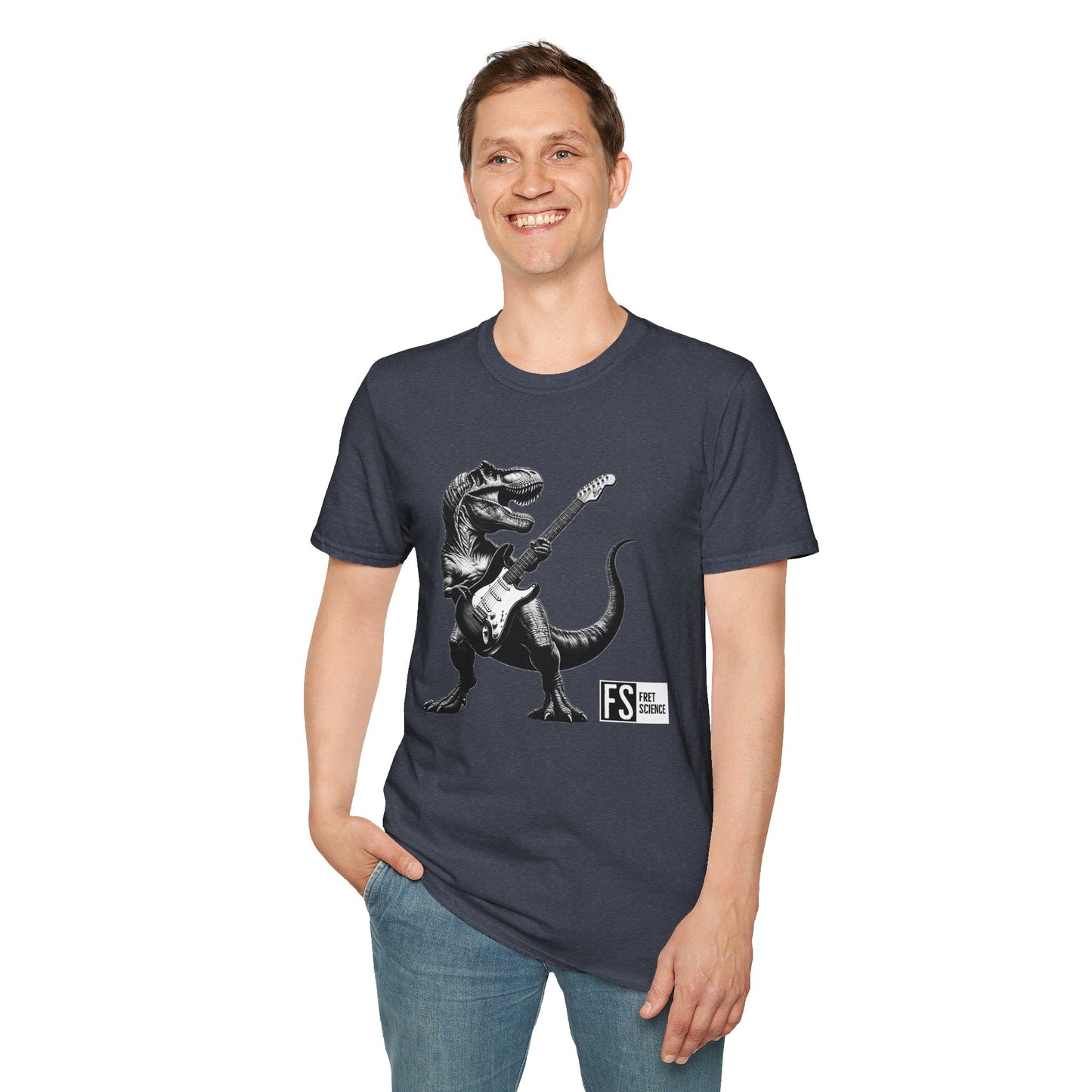 Rock and Roll Dinosaur - Gildan Softstyle T-Shirt