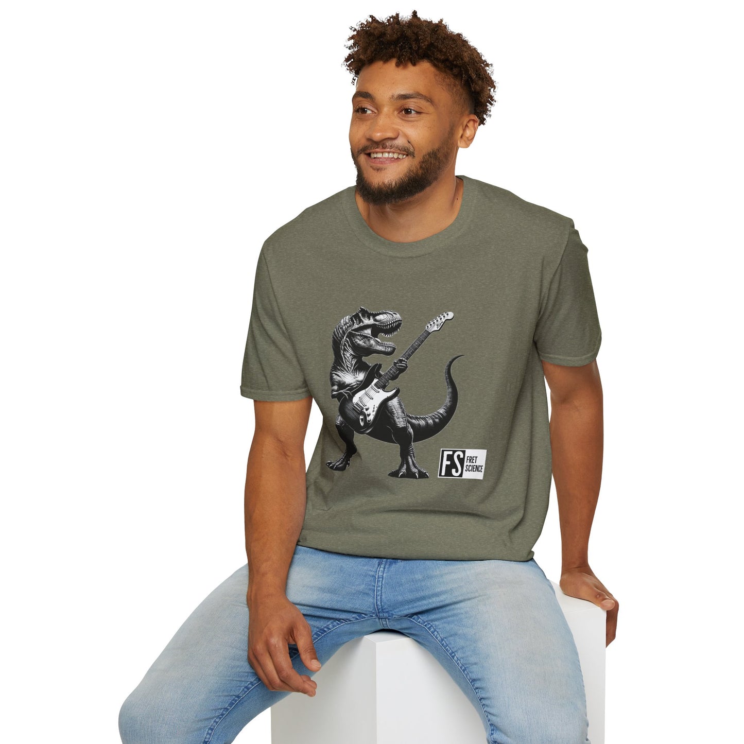 Rock and Roll Dinosaur - Gildan Softstyle T-Shirt