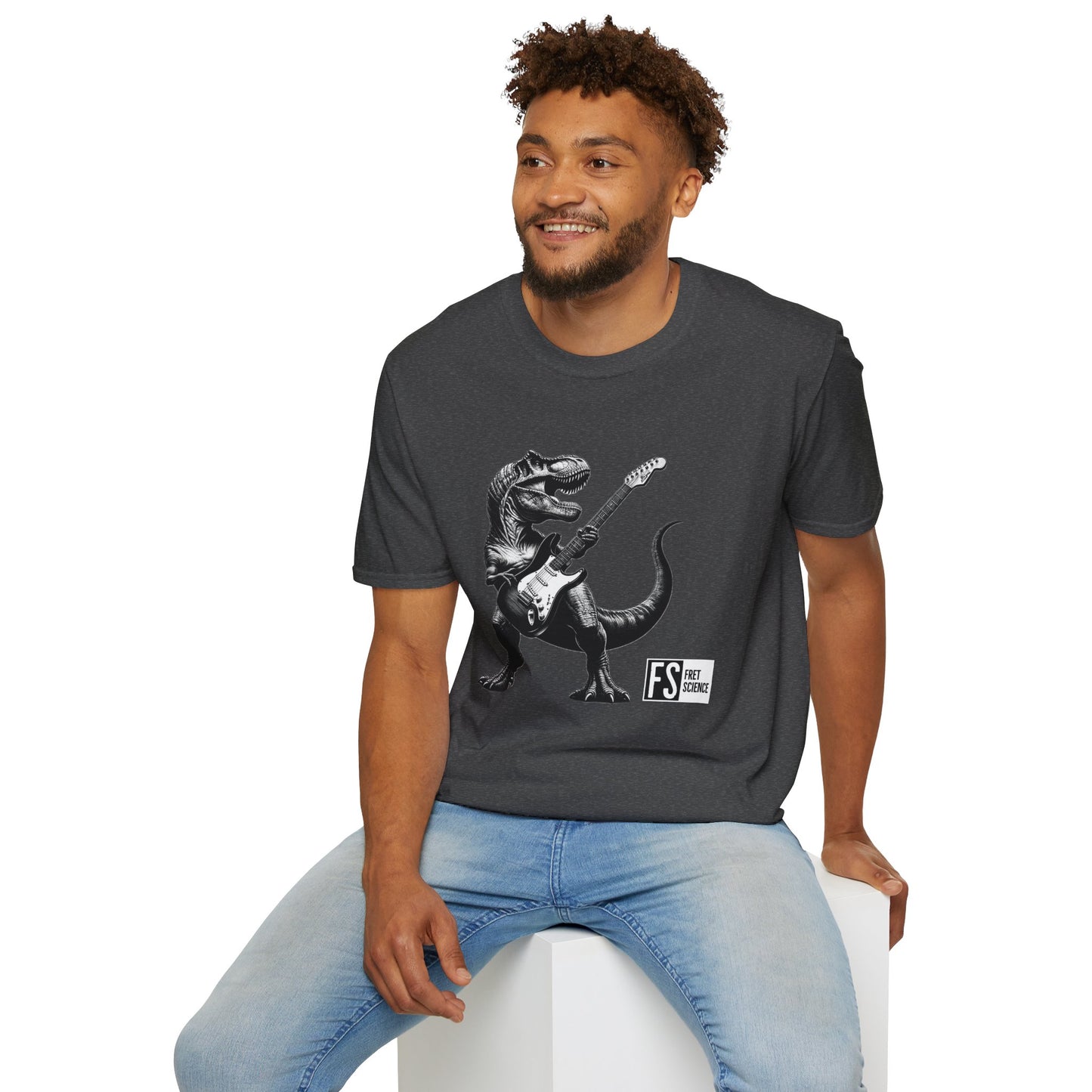 Rock and Roll Dinosaur - Gildan Softstyle T-Shirt